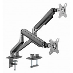 Arm for 2 monitors 17--32- - Gembird MA-DA2-05, Steel (1.35 mm), Gas spring 2-9 kg per display, VESA 75/100, arm rotates, extends and retracts, tilts to change reading angles, and allows to rotate display from landscape-to-portrait mode, space grey